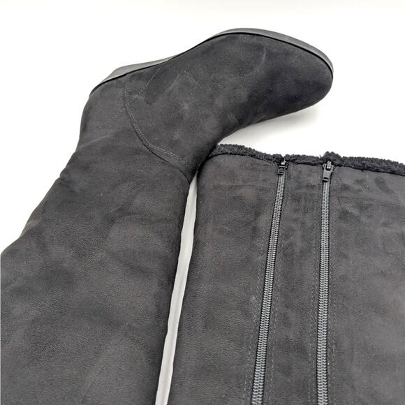 Aerosoles Binocular Shearling Tall Wedge Boots Black Suede Size US9.5 EU40 - Picture 10 of 14